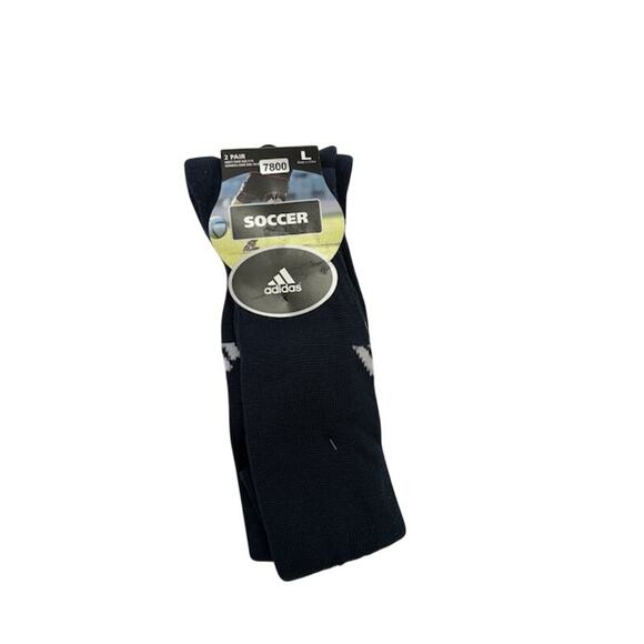 NEW Adidas Soccer Socks 2 Pairs Dark Blue Unisex Size L, Mens 9-13/Womens 10-12 - Picture 1 of 3